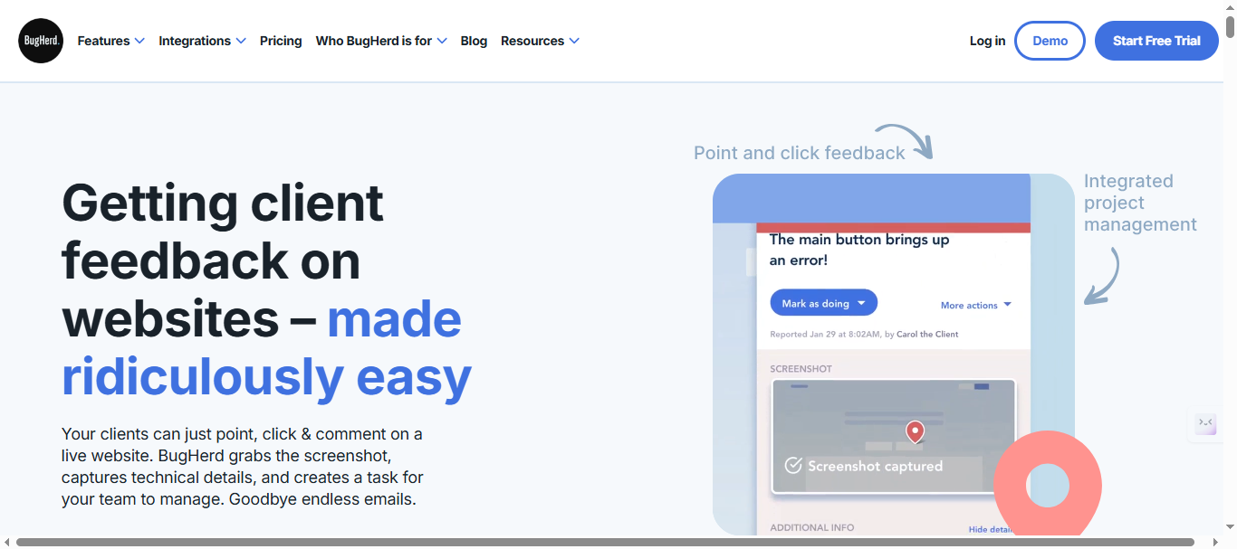 BugHerd Landing Page