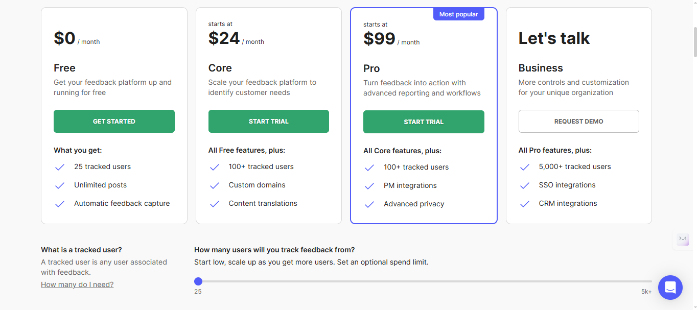 Canny Pricing Page