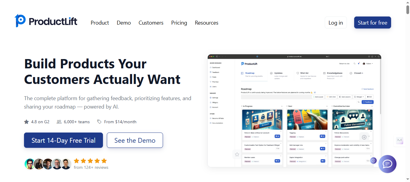 ProductLift Landing Page