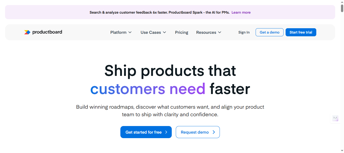 Productboard Landing Page