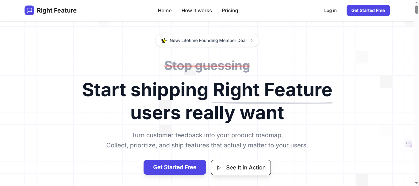 Rightfeature Landing Page