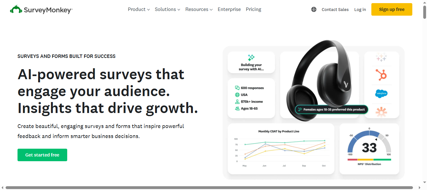 SurveyMonkey Landing Page