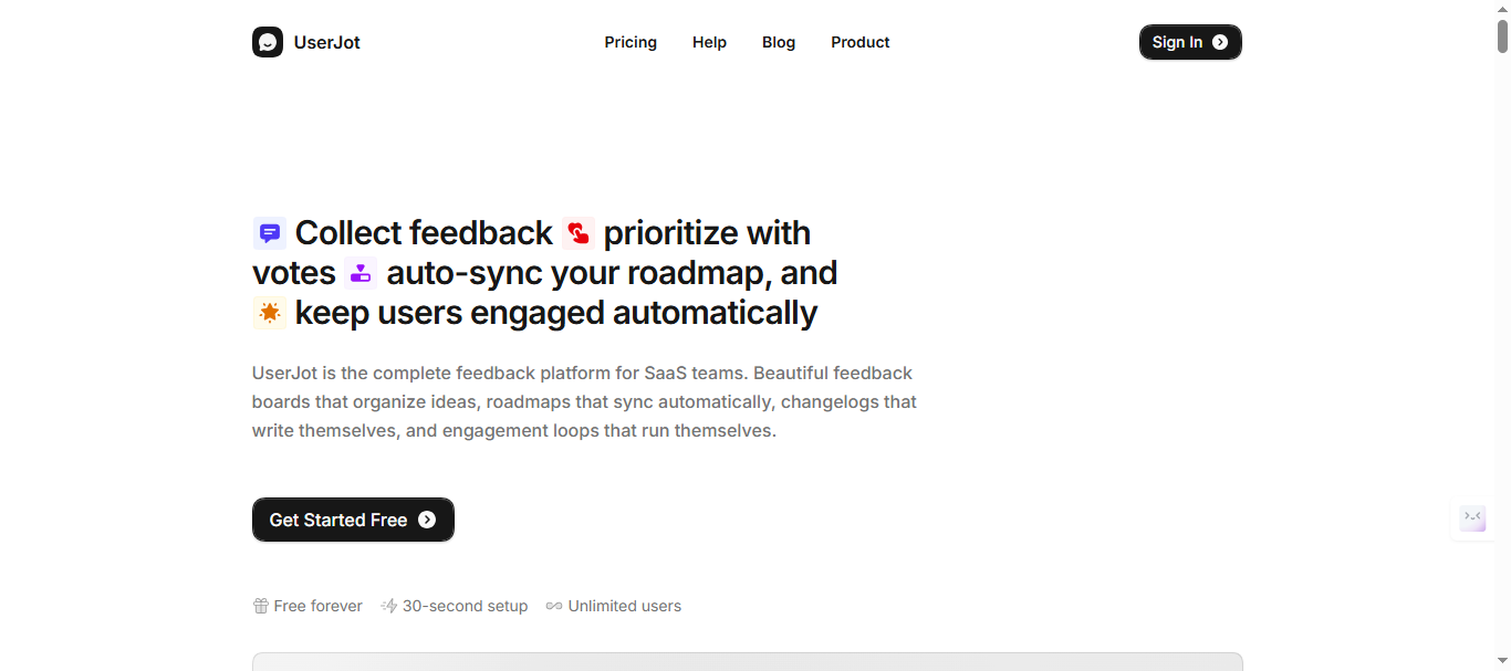 Userjot Landing Page