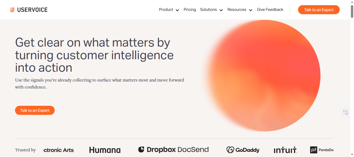 UserVoice Landing Page