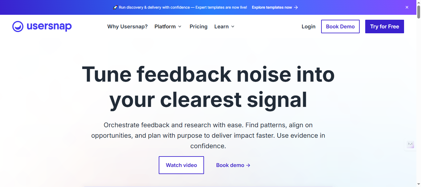 Usersnap Landing Page
