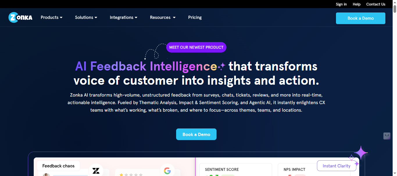 ZonkaFeedback Landing Page